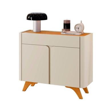Imagem de Buffet Aros 2 Portas Pés Madeira Maciça - Mavaular Off White-naturalle