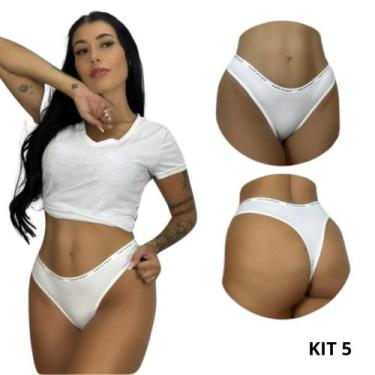 Imagem de kit 5 Calcinhas Fio Dental Microfibra Conforto Tanga Viés Largo - NoBr