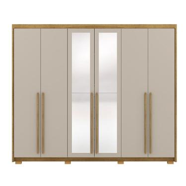 Imagem de Guarda Roupa Com Espelho Dubai Majestic 6 Portas e 6 Gavetas Nature/Fendii - Vila Rica...