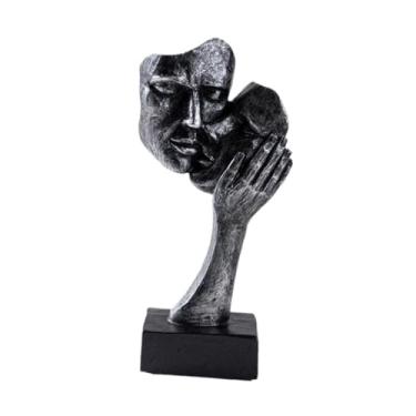 Imagem de FLCPJGV Abstrato de casal escultura, estatueta de amor, estátua de beijando amante para presente romântico interno para namorada, Vintage Silvery