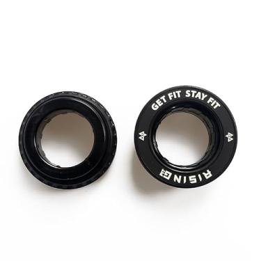 Imagem de RISINGFIT Grampos de barra olímpicos de 5 cm, prendedores de peso com trava de liberação rápida, par de colarinho de barra resistente preto para levantamento de peso, fitness, treino e treinamento de