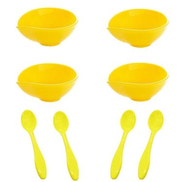 Imagem de Kit 4 Cremeiras Gota 120Ml+ 4 Colheres Amarelo Polipropileno