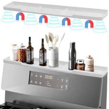 Imagem de Prateleira magnética de silicone para fogão na parte de trás do fogão: sobre a prateleira do fogão, prateleira superior do fogão magnético, prateleira de temperos sobre o fogão, prateleira de forno