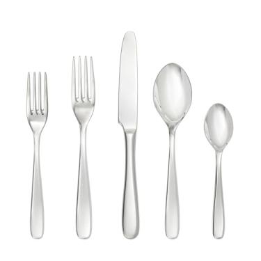 Imagem de Fortessa Grand City talheres de aço inoxidável 18/10, conjunto de 5 peças, serviço para 1, prata -