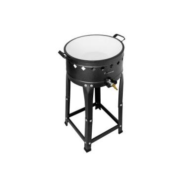 Imagem de Fritadeira Industrial Fogão a gás Pasteleiro Com Tacho esmaltado + esc
