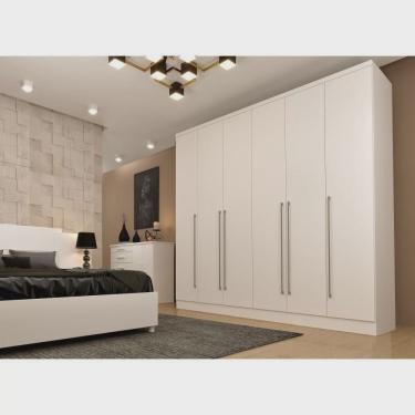 Imagem de Quarto de Casal Roupeiro 6 Portas Portugal, Cama Casal Queen, Cabeceira e Cômoda 5 Gavetas Neve