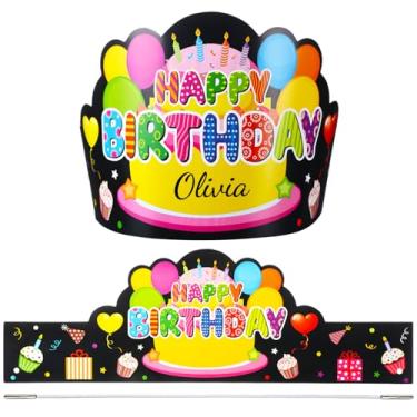 Imagem de Yunsailing 36 peças de coroas de feliz aniversário para crianças - chapéus de aniversário de papel preto para sala de aula e festa - infantil unissex