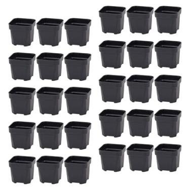 Imagem de Generic 30pcs Plant Bursery Pots com orifícios de drenagem Planta vasos de partida vasos de flores Pote de mudas para o pátio da, Preto, 7.9cmx7.2cmx6.5cm