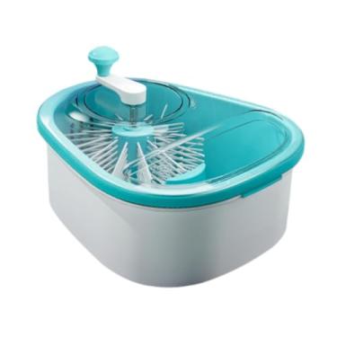 Imagem de ＫＬＫＣＭＳ Escorra o limpador de frutas e vegetais do cesto Manual fácil de limpar para a cozinha anti -base multiuso com a peneira e a tigela, Azul