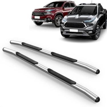 Imagem de Par Estribo Lateral Tubular Cromado Toro 2016 a 2025 Aço Carbono Kit Fixação Incluso