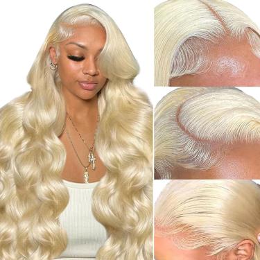 Imagem de Peruca frontal de renda Eqpx 613 13x6 Cabelo humano 250% de densidade Body Wave Perucas frontais de renda loira Cabelo humano pré-arrancada 613 HD Per