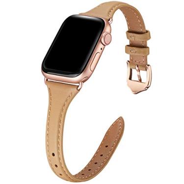 Imagem de WFEAGL Pulseira feminina de couro para Apple Watch SE 3 2 1, séries 11, 10, 9, 8, 7, 6, 5, 4, 3, 2 e 1 de 41 mm, 40 mm, 38 mm e 42 mm (série 11 10, 8, 7, 6, 5, 4, 3, 2 e 1 de 41 mm, 40 mm, 38 mm e 42