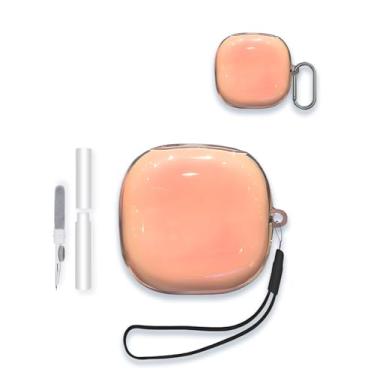 Imagem de Capa para fones de ouvido abertos SHOKZ OpenFit 2 T920, capa protetora de TPU com design de cor gradiente WUNIAK com chaveiro e kit de limpeza para fones de ouvido Bose ultra abertos, rosa.