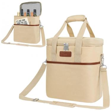 Imagem de Bolsa Térmica Para Transporte de Vinhos OPUX até 6 Garrafas, Bege