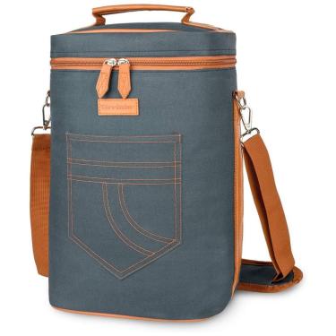 Imagem de Bolsa Térmica Para Transporte de Vinhos Tirrinia até 4 Garrafas, Cinza