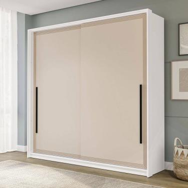 Imagem de Guarda-Roupa Casal Valência 2 Portas 2 Gavetas Branco/Creme - Politorno