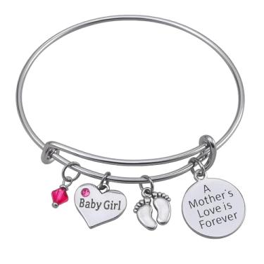 Imagem de Infinity Collection Pulseira feminina com pingente de mãe e filha, presente de mãe nova, presente de gravidez para mães pela primeira vez, presentes para futuras mães, 8 5 inch, Aço inoxidável