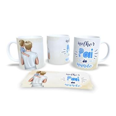 Imagem de Caneca branca dia dos pais com filhos, papai, super herói (11921)