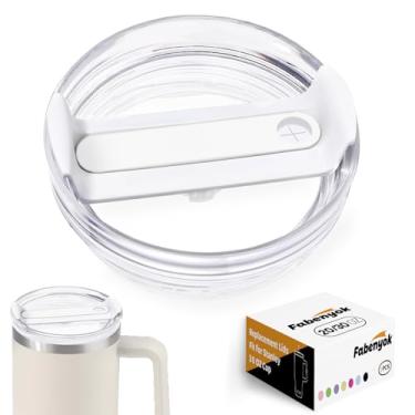 Imagem de Fabenyok Tampa de copo de substituição de 590 ml, 850 g, adequada para Stanley Cup, 1 pacote de tampas de substituição transparentes, capas de copo para acessórios Stanley Cup (transparente - branco)