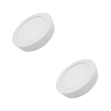Imagem de 2 Luminária Plafon Led 18w Sobrepor Ourolux Redondo 2700k Cor Branco Q