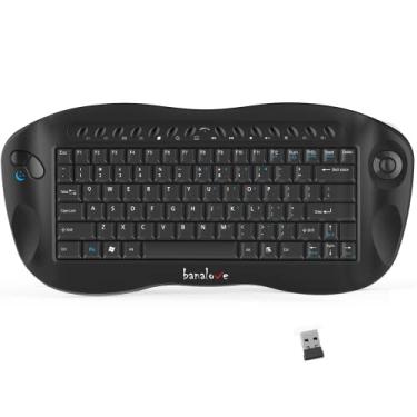 Imagem de Teclado sem fio com mouse trackball, teclado multimídia portátil de 2,4 G, trackball, roda de rolagem e teclas de atalho para HTPC, TV Box, laptop, desktop, compatível com Windows, Mac, Android