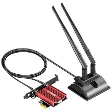 Imagem de GLOTRENDS Cartão WiFi 7 com antena de extensão de 2 metros para PC desktop, chip Intel BE200NGW, 802.11be, Bluetooth 5.4, Tri-Bands, suporta Windows 11/10/Linux (suporta apenas placa-mãe Intel)