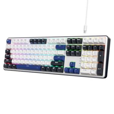 Imagem de Redragon Teclado para jogos RGB K689 com junta com fio, 104 teclas + 4 teclas de atalho extra teclado mecânico com soquete de troca a quente atualizado, amortecimento de ruído de 5 camadas, teclas de