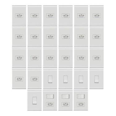 Imagem de Kit 28 Conjuntos Tomadas E Interruptores Tramontina Liz Completo, Bran