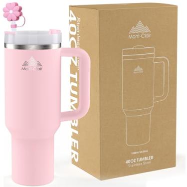 Imagem de Mont-Clair Copo de 1,134 g com canudo e tampa - Caneca de viagem de aço inoxidável com alça - Caneca de viagem - Bebidas quentes e frias - frias ou quentes por 10 horas - Gelado por 48 horas - 1200 ml
