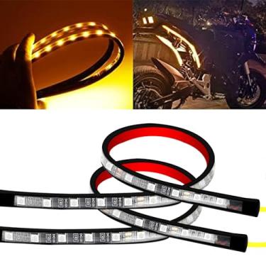 Imagem de YONGMING Fita de LED branca flexível para motocicleta, trailer, freio, seta, sinalização universal, adequado para motocicleta, SUV, carro, trailer, quadriciclo, bicicleta, scooters, 2 pacotes (amarelo