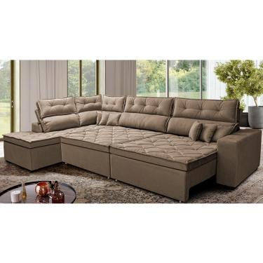 Imagem de Sofá de Canto Retrátil e Reclinável Esquerdo 3,00x2,36m Molas Cama inBox Espanha. Velusoft