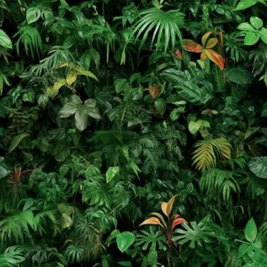 Imagem de ReWallpaper Papel de parede tropical de 44,5 cm x 7 m, papel de parede de selva verde escuro, papel de parede mural de vinil impermeável para paredes de quarto, papel de contato autoadesivo para