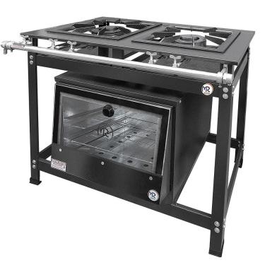 Imagem de Fogão Industrial 2 Bocas Duplas Baixa Pressão Mr Fogões Com Forno P8 Luxo