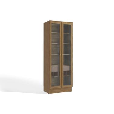 Imagem de Cristaleira Sala Jantar Botanic M C/ Portas De Vidro E Gaveta cm Nogueira/fendi