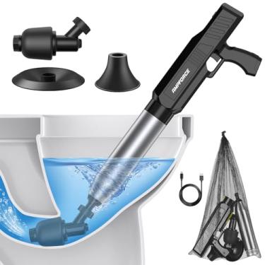 Imagem de AMPFORCE Êmbolo elétrico para banheiro, desentupidor de ar de alta pressão, removedor de entupimento resistente para banheiros, desentupidor de ralo de vaso sanitário (preto fantasma)