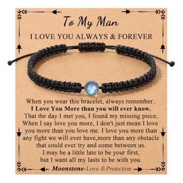 Imagem de Memgift Pulseira para presente To My Man Son, aniversário, formatura, Páscoa, Dia dos Namorados, presente de Natal para homem, marido, filho, namorado, 6, Aço inoxidável, Sem Pedra Preciosa