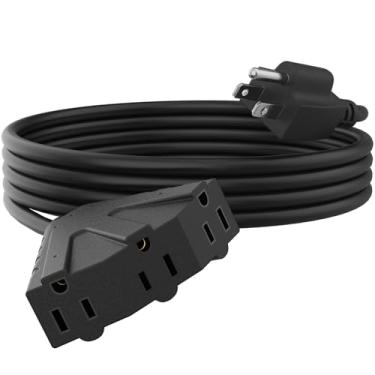 Imagem de PLUGTUL Cabo De Extensão Externo 15 Pés Com Várias Tomadas, Calibre 14, 3 Sjtw, 15A 14Awg 1875W Sjtw - Ótimo Para Garagem, Jardim E Casa, Preto