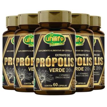 Imagem de Kit5 Própolis Verde/Vitamina C/Zinco/Selênio Unilife 60 Caps
