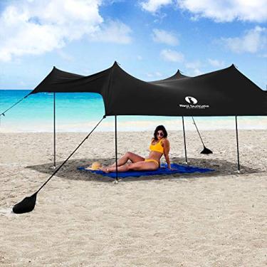 Imagem de Guarda-sol família Red Suricata - Cobertura guarda-sol | Proteção UPF50 UV | Tenda com 4 mastros de alumínio, 4 âncoras polos, 4 âncoras de sacos de areia | Lona de abrigo grande e portátil