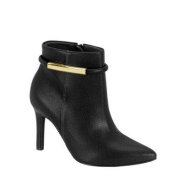Imagem de Bota Vizzano Bico Fino Cano Curto Salto Fino Tira com Dourado Cor:;Tamanho:37;Gênero:Feminino-Feminino