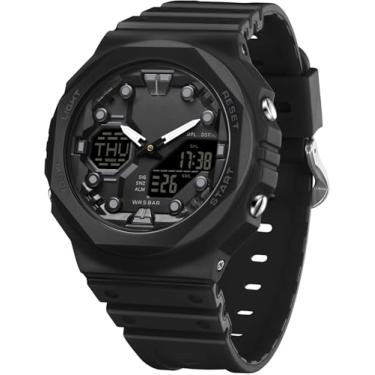 Imagem de findtime Relógio esportivo feminino digital à prova d'água, relógio de pulso tático militar ao ar livre, analógico, moderno, relógios femininos com alarmes luminosos de LED, cronômetro, contagem