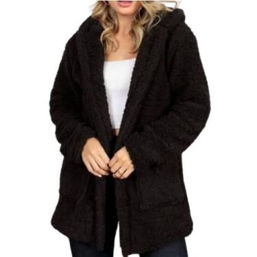 Imagem de Casaco Teddy Feminino Preto Branco Bege Blusa de Frio Feminina Pelinho