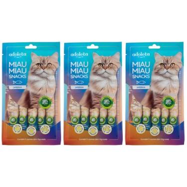 Imagem de Kit 3 Snack Para Gatos Adoleta Miau Miau Sabor Sardinha 5 X 15