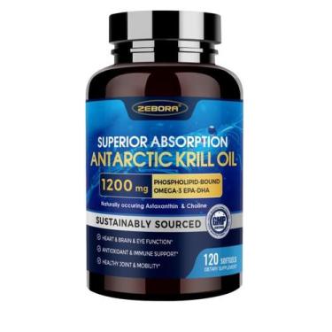 Imagem de Suplemento de óleo de krill ZEBORA 1200 mg de ômega 3 com astaxantina