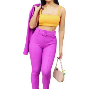 Imagem de Calça Feminina Skinny Cintura Alta Com Cinto - Josy Modas, G