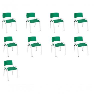 Imagem de Kit 9 Cadeiras Infantil Iso, Escola, Base Branco Verde Escuro