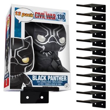 Imagem de Monciysn Pacote com 12 prateleiras pretas de acrílico para caixas Funko Pop, prateleira de parede para bonecos de brinquedo colecionáveis, bonecos de ação em caixa e estojo de exibição de parede