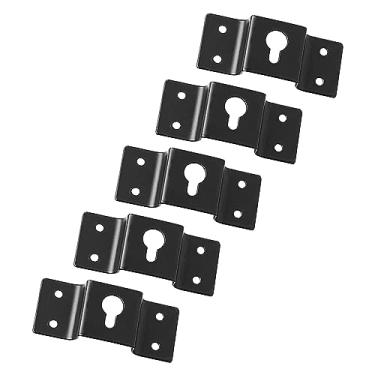 Imagem de uxcell 5 peças de suporte de parede para alto-falante, 7 cm de comprimento, suporte de roupas, acessórios de placa de gancho de ferro para caixa de som surround, preto