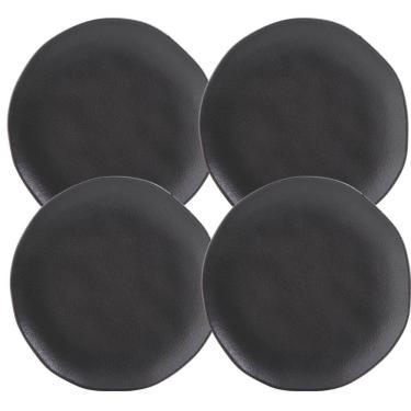 Imagem de Jogo 4 Pratos para Sobremesa Orgânico Preto Cerâmica 19cm Porto Brasil Brownie Mousse