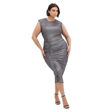 Imagem de City Chic Vestido feminino plus size - Starlit, Metálico, 54